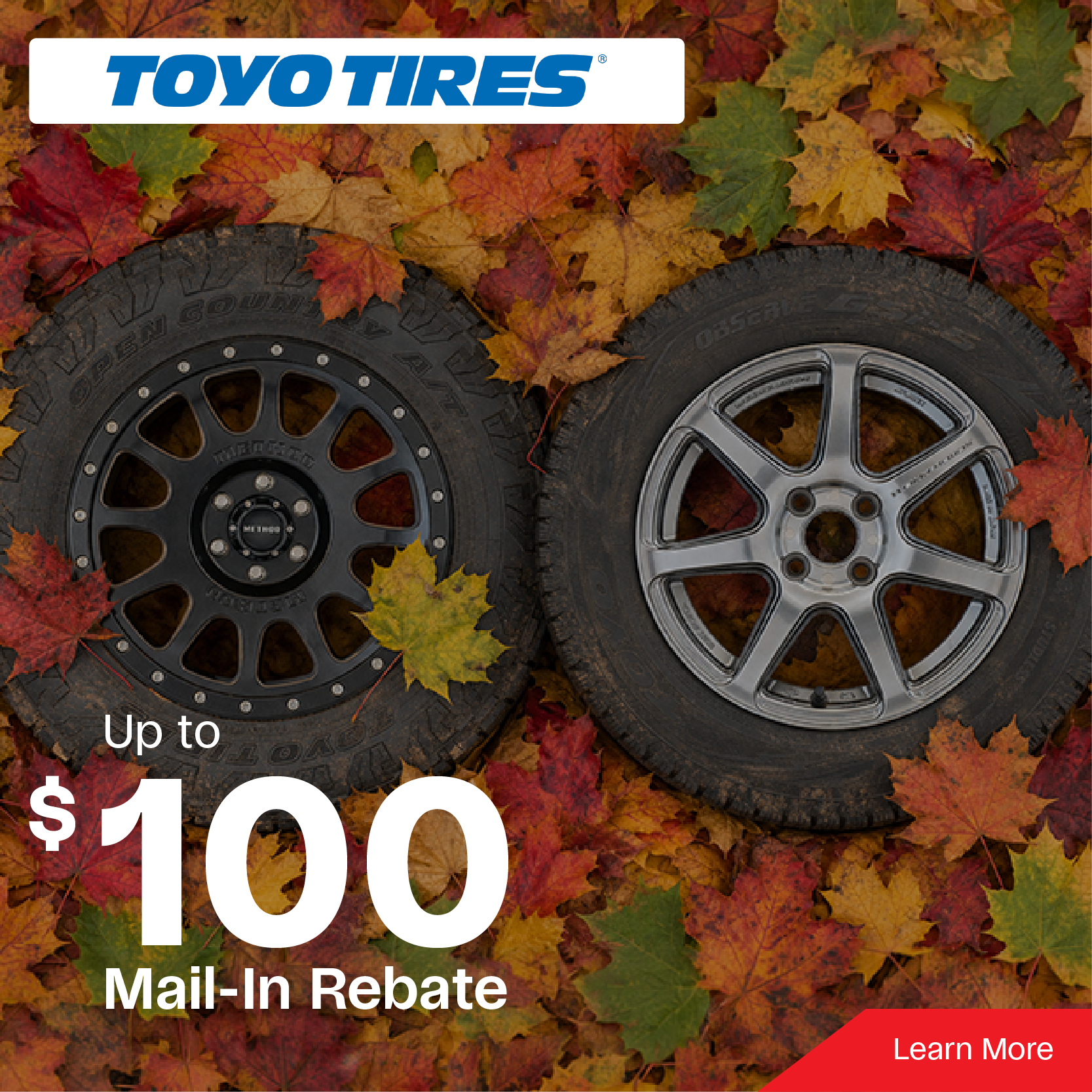 Up To $100 Mail-In Rebate With the Purchase of 4 Toyo Tires