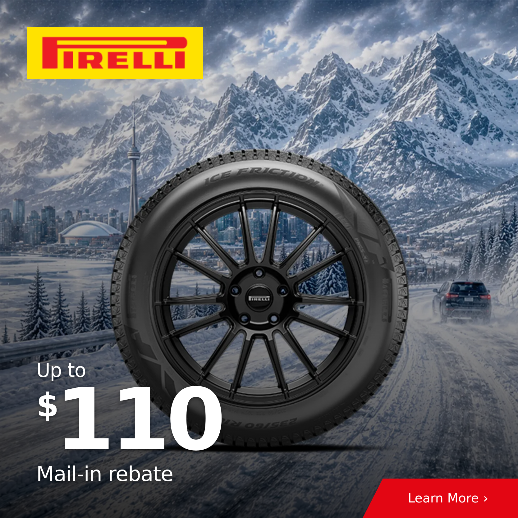 Up To $110 Mail-In Rebate With the Purchase of 4 Pirelli Tires